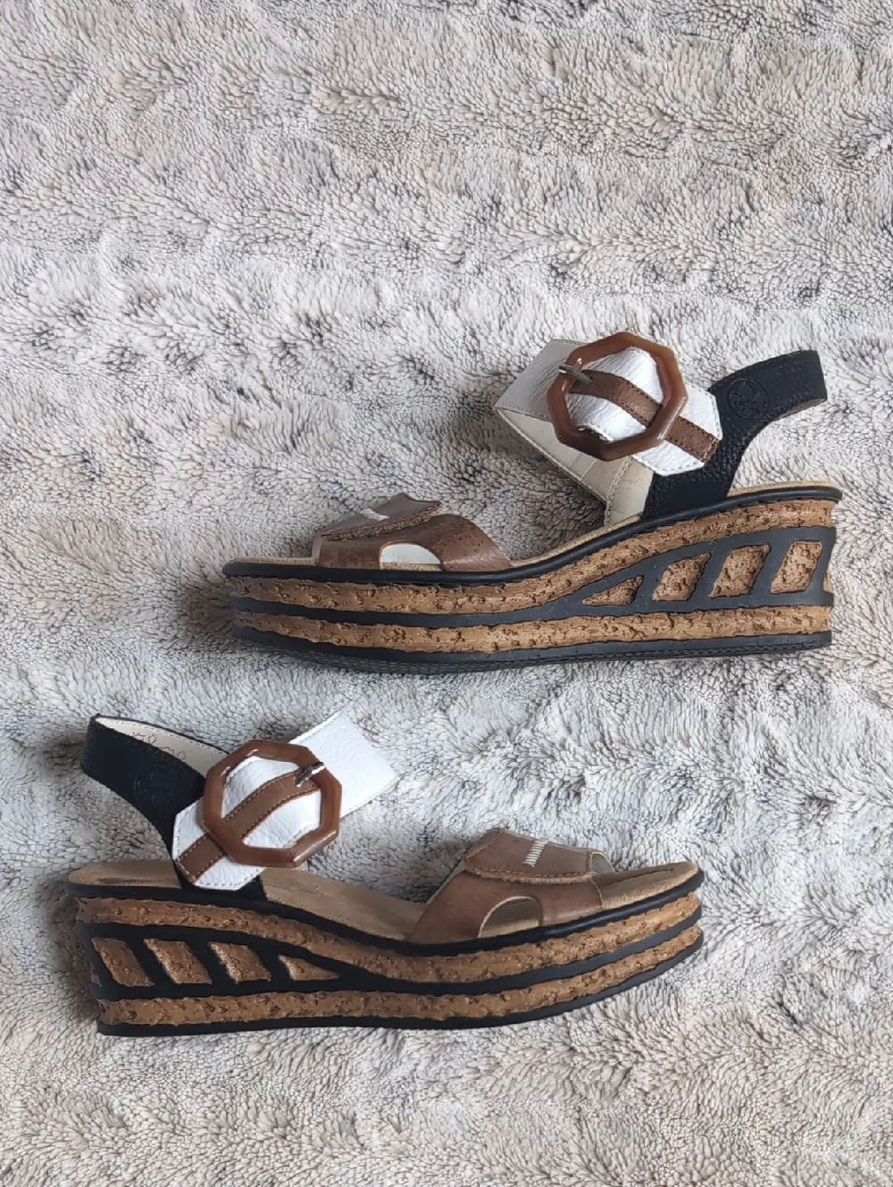 Rieker 68176 Rose Wedge Buckle Detail Sandal
